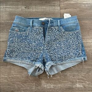 Hollister Blue Sequin Jean Shorts